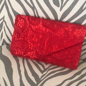 Red Lace Clutch